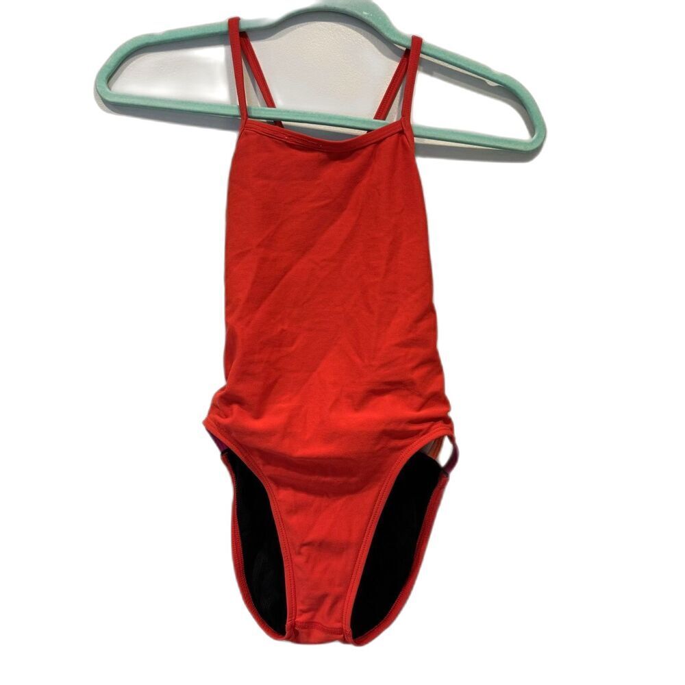 Jolyn Gavin 2 One Piece Swimsuit Tie Back Red Training Womens Sz 26 US 0-2